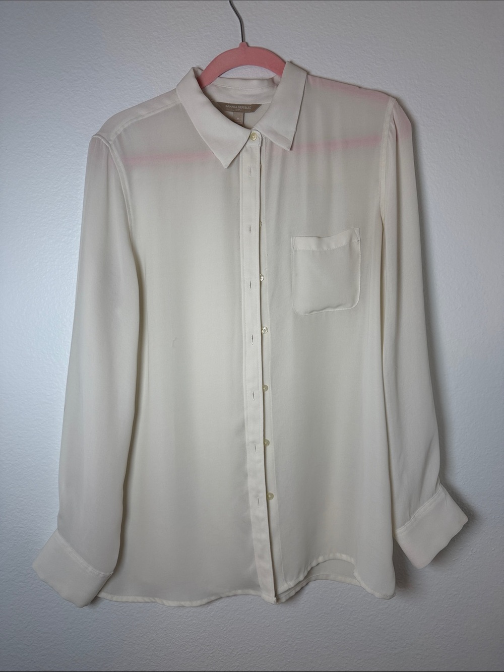 Banana Republic Cream Long-Sleeve Dress Shirt